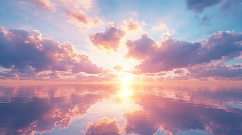 海面海平面倒影霞光