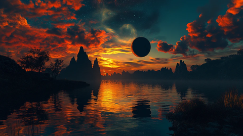 水面倒影月圆之夜