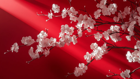 杏花红底图