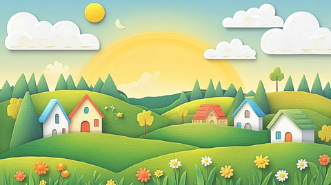 阳光晴朗风景插画