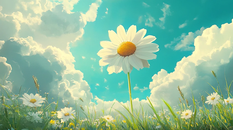 蓝天白云白菊花