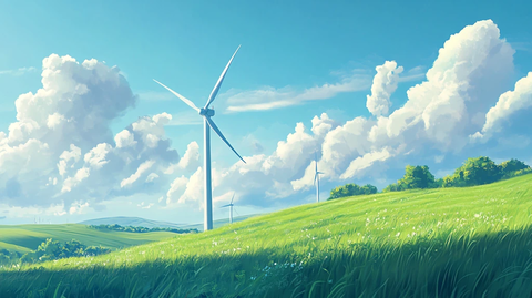 蓝天白云风车草地