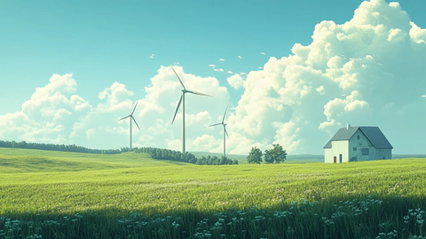 蓝天白云风车草地