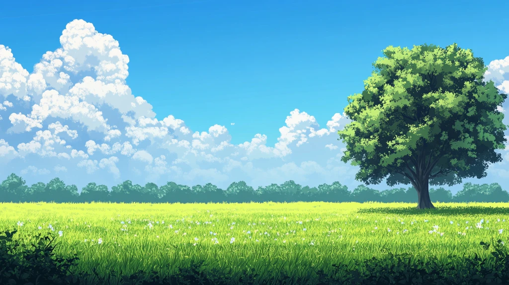 蓝天白云绿茵茵大树