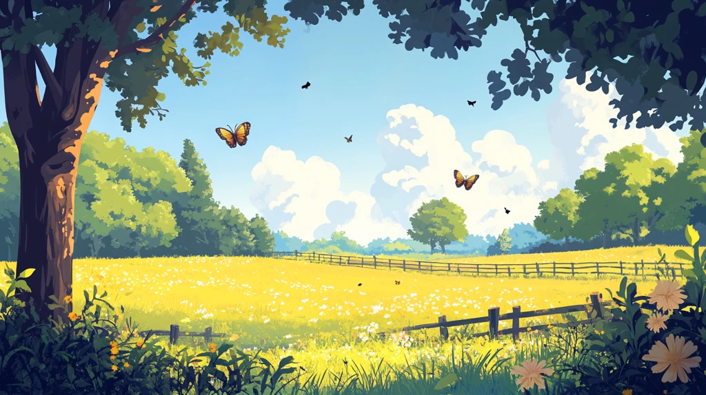 阳光晴朗风景插画