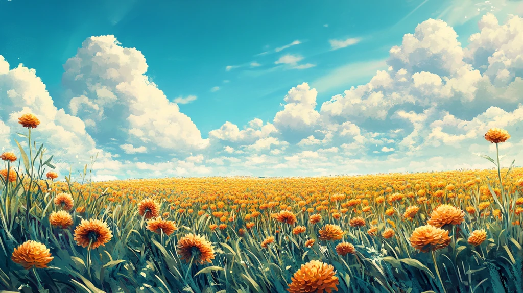 唯美梦幻花田场景