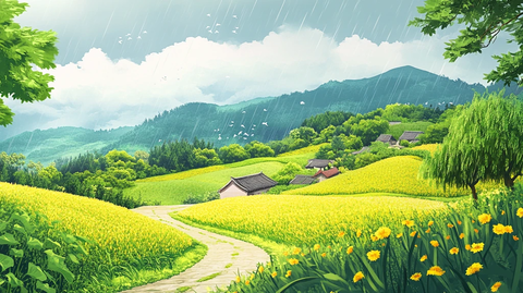 乡村场景插画