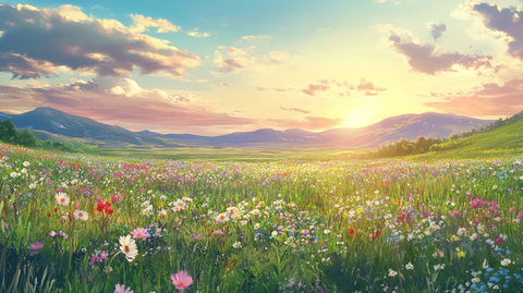 唯美梦幻花田场景