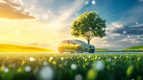 草原蓝天白云汽车