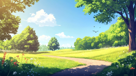 阳光晴朗风景插画