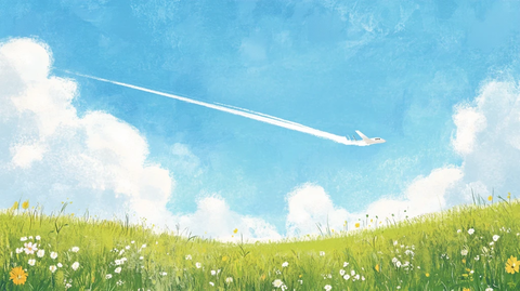 蓝天白云唯美插画