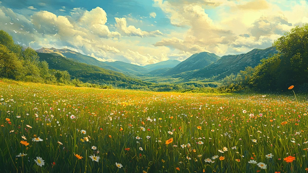 唯美梦幻花田场景