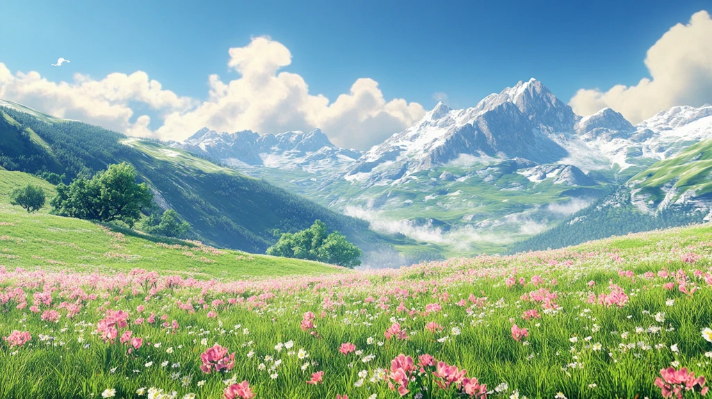 唯美梦幻花田场景