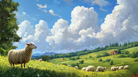 草原绵羊插画
