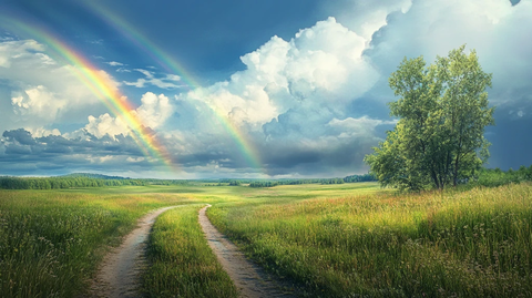 高清草原彩虹