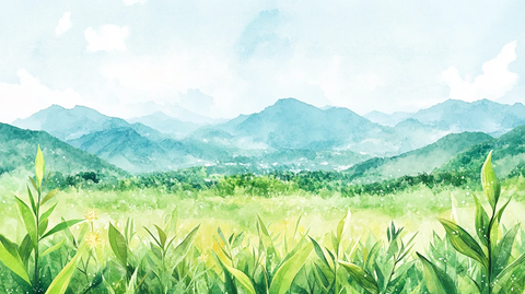 插画华南水彩水墨山水