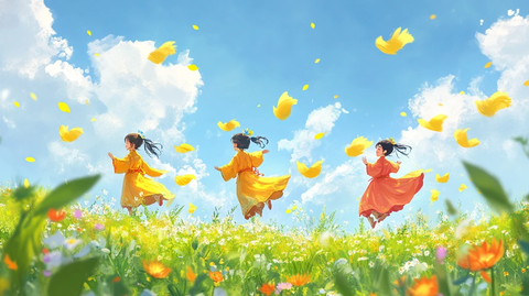 花田里奔跑的女孩