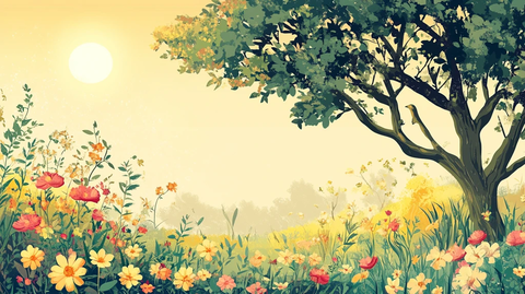 阳光晴朗风景插画