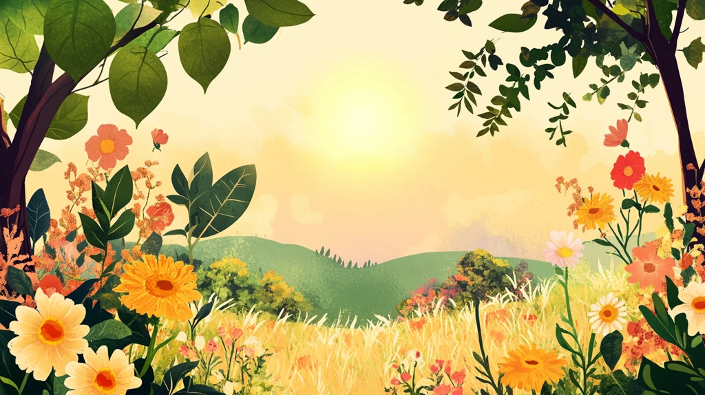 阳光晴朗风景插画