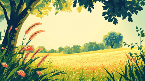 小麦田插画
