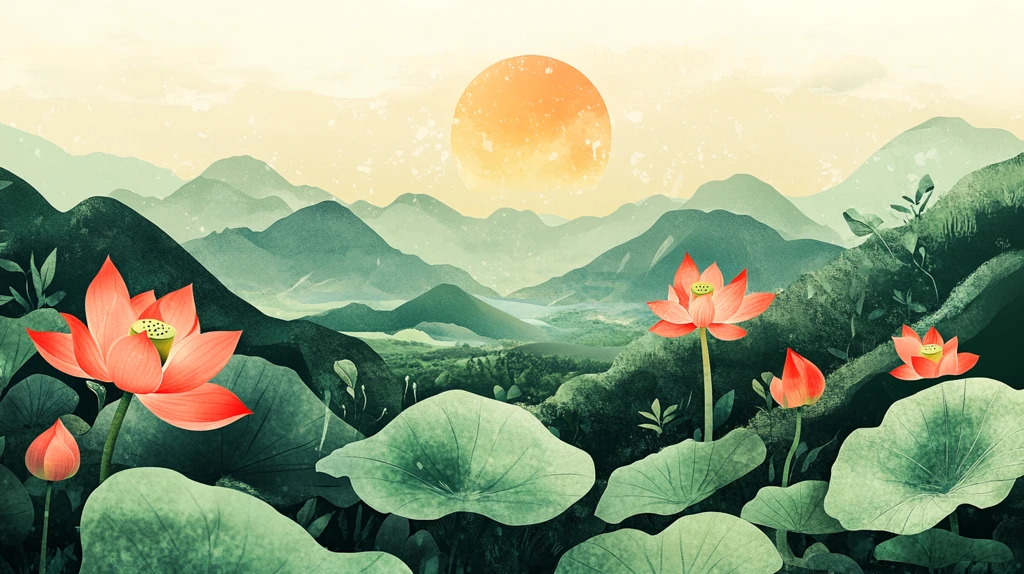 新中式山水荷花