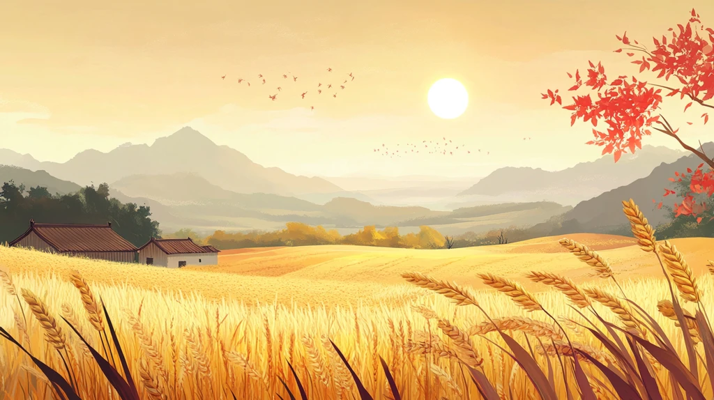 节气麦田稻田中秋