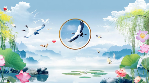 鹤背景墙