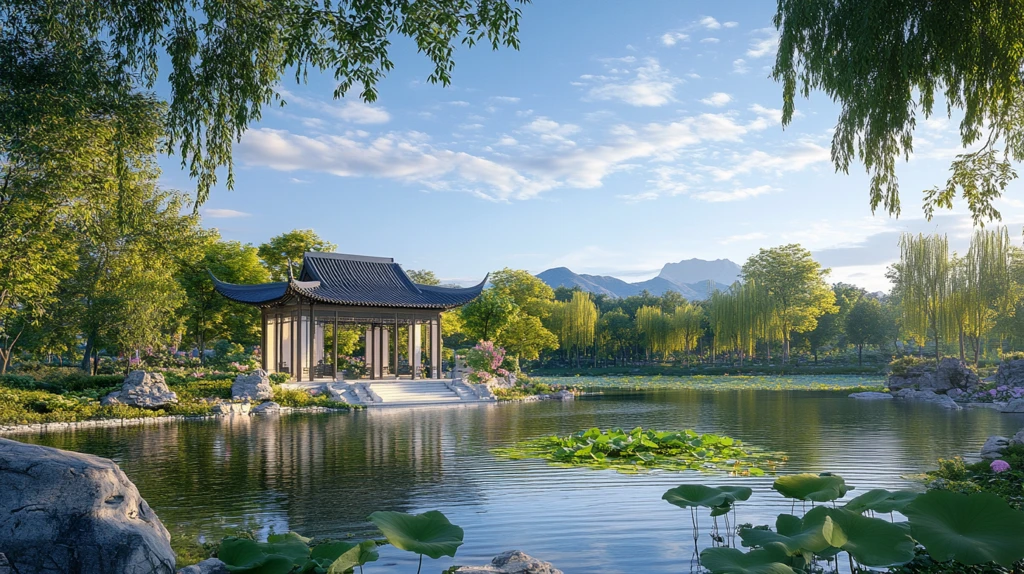 湖石亭廊效果图