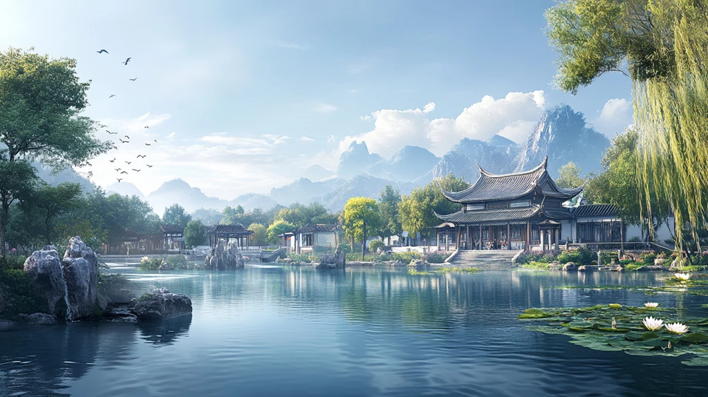 中式园林水景区