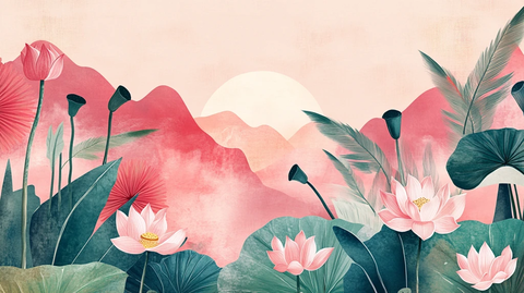 新中式山水荷花