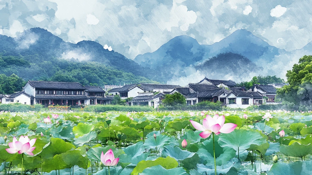 山乡荷田图片素材下载