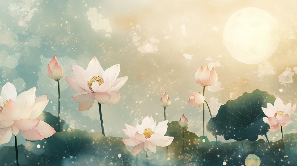 月色荷花背景墙