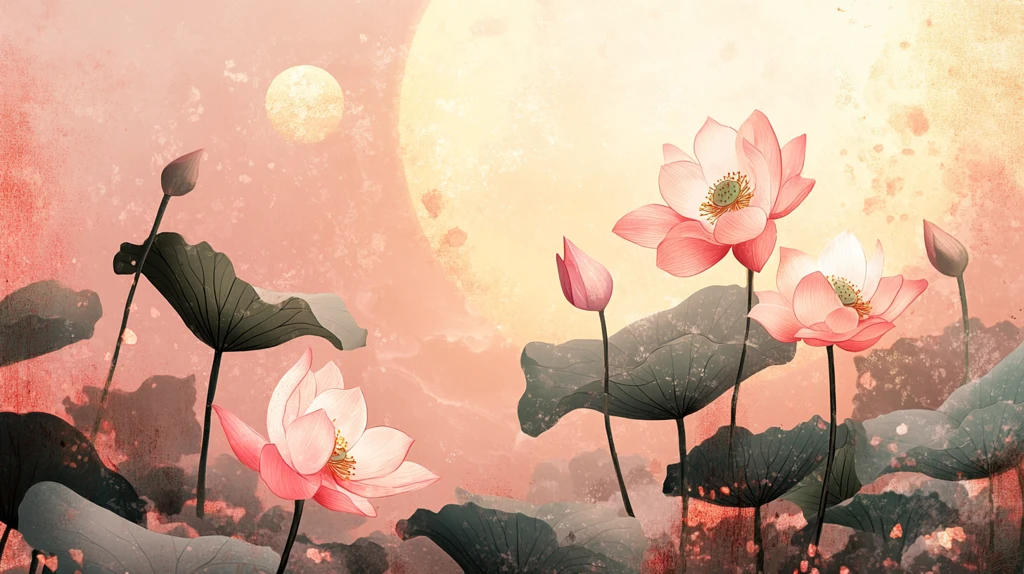 古风中秋荷花插画