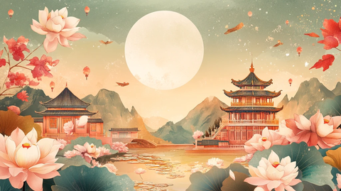 中秋建筑插画