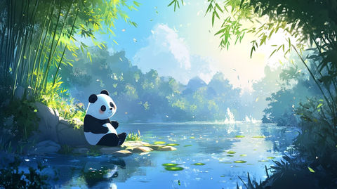 大熊猫基地插画