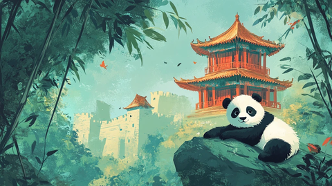 熊猫绘本插图插画