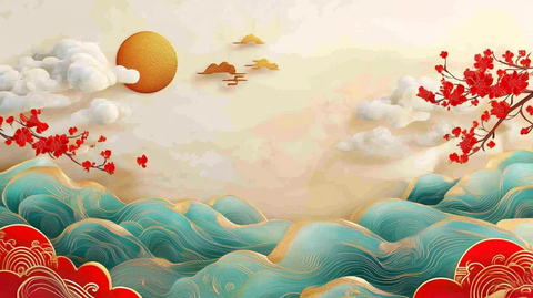 古风海浪包装插画