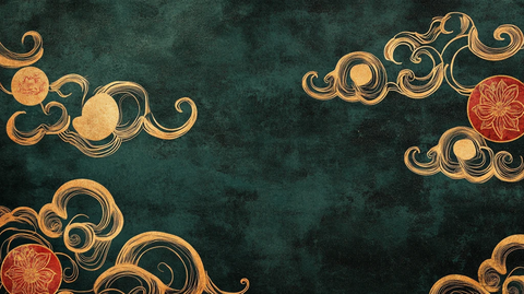 屏风背景云纹漆器