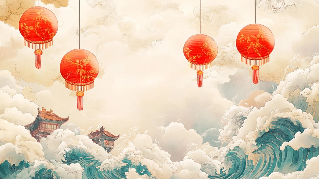 古风海浪包装插画