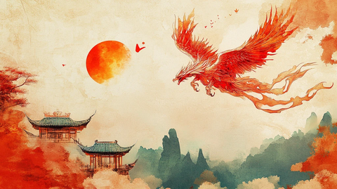 凤凰古风插画