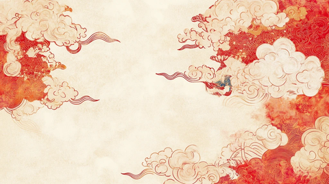 古风线绘云纹墙纸