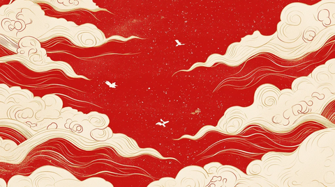 海浪仙鹤云纹中式背景