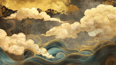 古风海浪包装插画