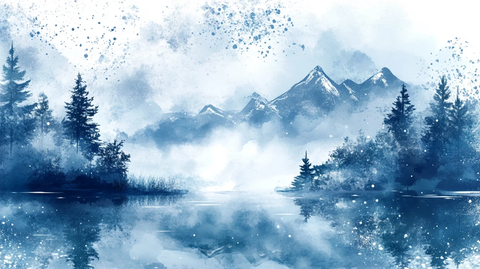 磨砂山水意境画