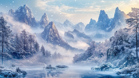 磨砂山水意境画