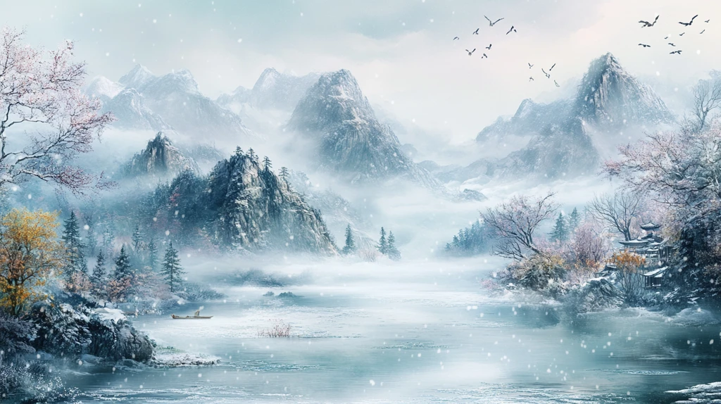 磨砂山水意境画