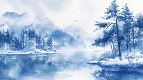 磨砂山水意境画