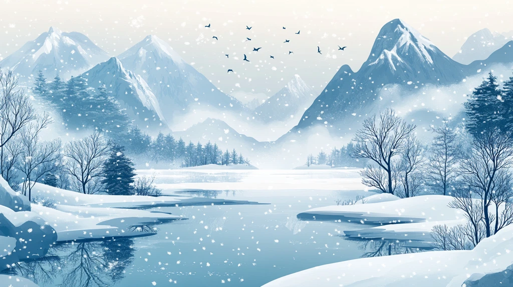 冬日山川风景插画