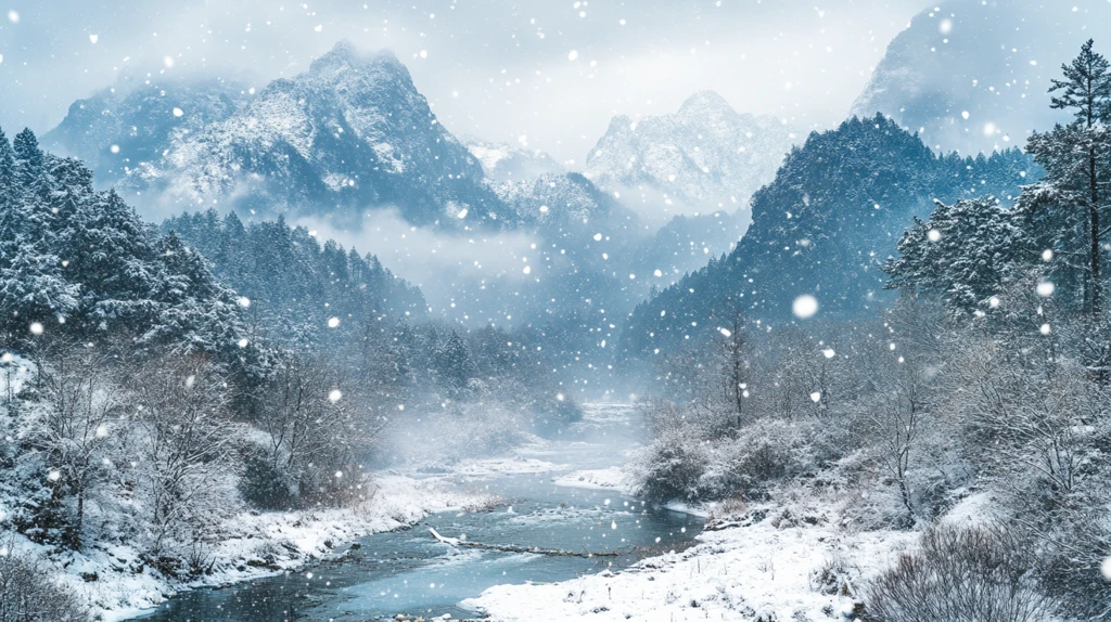 雪山森林与河流