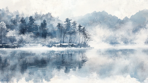 磨砂山水意境画